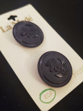 Buttons Plastic Set of 2 Vintage - Dark Navy Blue with Anchors