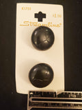 Buttons Plastic Set of 2 - Shiny Black Faux Woven