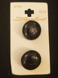 Buttons Plastic Set of 2 - Shiny Black Faux Woven