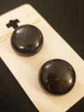 Buttons Plastic Set of 2 - Shiny Black Faux Woven