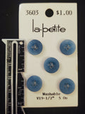 Buttons Plastic Set 5 Vintage - Speckled Blue