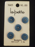 Buttons Plastic Set 5 Vintage - Speckled Blue