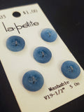 Buttons Plastic Set 5 Vintage - Speckled Blue