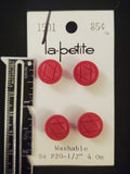 Buttons Plastic Set 4 Vintage - Red