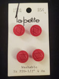 Buttons Plastic Set 4 Vintage - Red