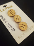 Buttons Metal Set of 3 Vintage - Flat Gold-Tone with Waves