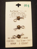 Buttons Metal Set of 3 Vintage - Flat Gold-Tone with Waves