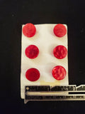 Buttons Plastic Set 6 Vintage - Pearlescent Red