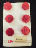 Buttons Plastic Set 6 Vintage - Pearlescent Red