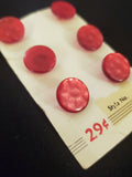 Buttons Plastic Set 6 Vintage - Pearlescent Red
