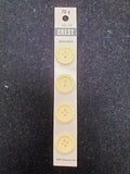 Buttons Plastic Set of 4 Vintage - Opaque Pastel Yellow