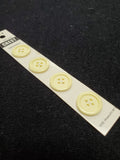 Buttons Plastic Set of 4 Vintage - Opaque Pastel Yellow