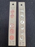 Buttons Plastic Set of 5 or 6 Vintage - Pearlescent Pink or White with Marquise Centers