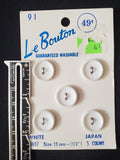 Buttons Plastic Set 5 Vintage - White