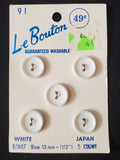 Buttons Plastic Set 5 Vintage - White