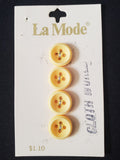 Buttons Metal Set of 4 Vintage - Yellow