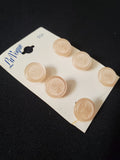 Buttons Plastic Set 6 Vintage - Pearlescent Very Pale Pink with Crackle Centers