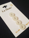 Buttons Plastic Set of 4 - Pearlescent White