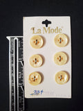 Buttons Plastic Set of 6 Vintage - Pearlescent Yellow Faux Shell