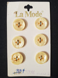 Buttons Plastic Set of 6 Vintage - Pearlescent Yellow Faux Shell
