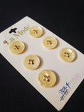 Buttons Plastic Set of 6 Vintage - Pearlescent Yellow Faux Shell