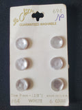 Buttons Plastic Set 6 Vintage - Pearlescent White