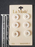 Buttons Plastic Set of 6 Vintage - Matte White or Matte Beige