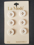 Buttons Plastic Set of 6 Vintage - Matte White or Matte Beige