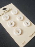 Buttons Plastic Set of 6 Vintage - Matte White or Matte Beige