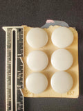 Buttons Glass Set 6 Vintage - White