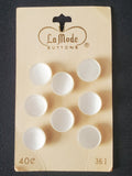 Buttons Plastic Set of 8 Vintage - Pearlescent Off White