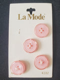 Buttons Plastic Set of 4 Vintage - Pearlescent Pink
