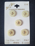 Buttons Plastic Set 5 Vintage - Off White