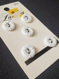 Buttons Plastic Set 5 Vintage - White with "DonnKenny"