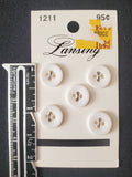 Buttons Plastic Set 5 Vintage - White