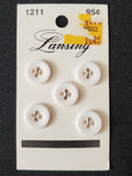 Buttons Plastic Set 5 Vintage - White
