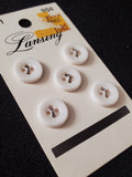 Buttons Plastic Set 5 Vintage - White