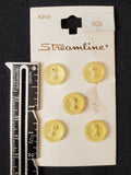 Buttons Plastic Set of 5 - Clear Yellow