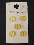 Buttons Plastic Set of 5 - Clear Yellow