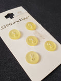 Buttons Plastic Set of 5 - Clear Yellow