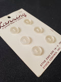 Buttons Plastic Set 6 Vintage - Pearlescent White