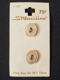 Buttons Plastic Set of 2 - Pearlescent White Oval