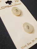 Buttons Plastic Set of 2 - Pearlescent White Oval