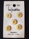 Buttons Plastic Set of 5 Vintage - Pearlescent Yellow