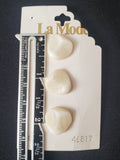 Buttons Set of 3 Plastic Vintage - Faux Bone Dimensional Triangles