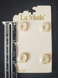 Buttons Plastic Set of 4 Vintage - Pearlescent Off White Rounded Squares