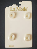 Buttons Plastic Set of 4 Vintage - Pearlescent Off White Rounded Squares