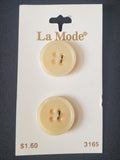 Buttons Plastic Set of 2 Vintage - Pale Beige