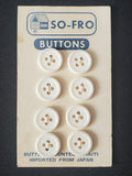 Buttons Plastic Set 8 Vintage - Off White