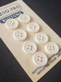 Buttons Plastic Set 8 Vintage - Off White